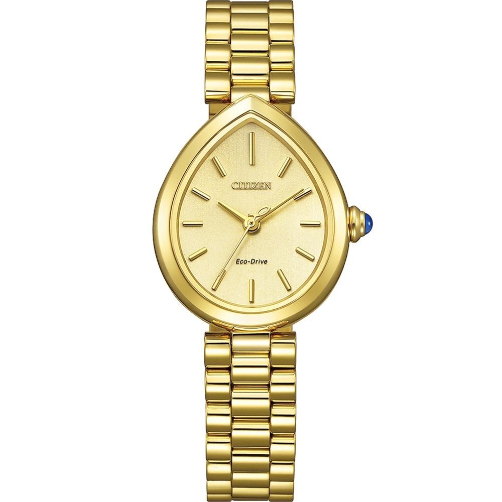 CITIZEN 星辰 L Rainell 系列 光動能水滴型腕錶-金色 EM1202-50P