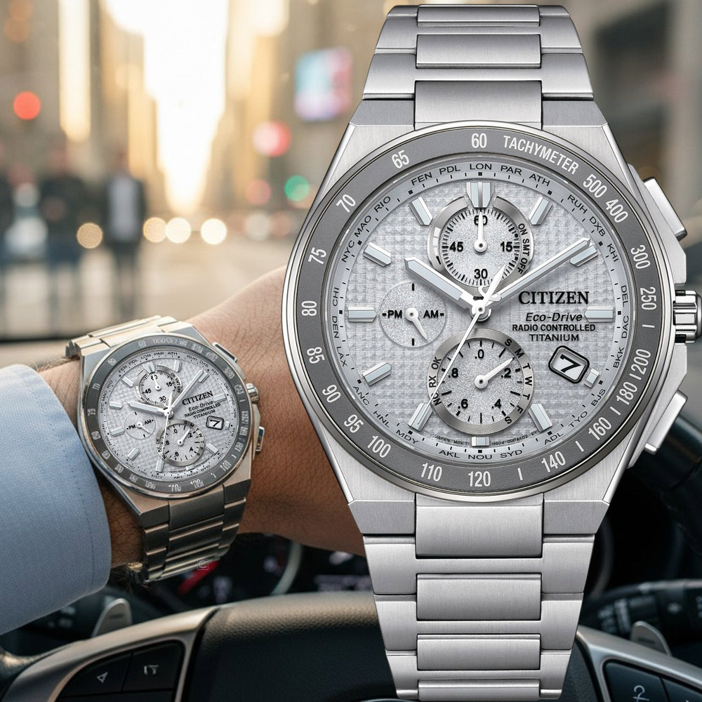 CITIZEN 星辰 超級鈦 Eco-Drive 電波錶 男錶 手錶-AT8391-52H
