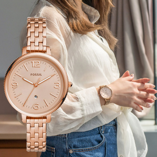 FOSSIL】公司貨Monroe 典雅簡約不鏽鋼腕錶 