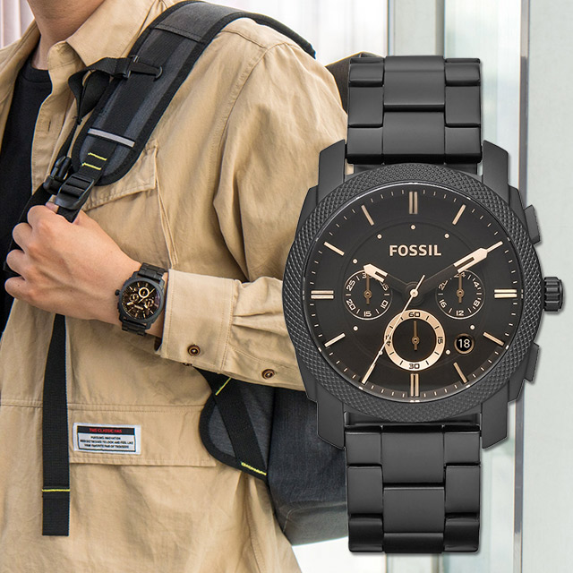 FOSSIL】公司貨Machine 鋼鐵復古時尚三眼計 