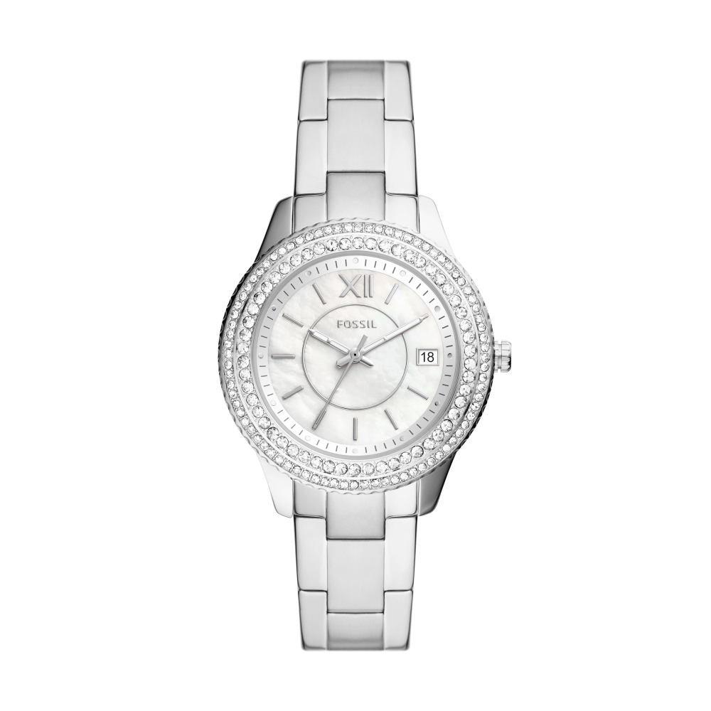 FOSSIL 晶鑽珍珠貝殼面板時尚腕錶ES5130