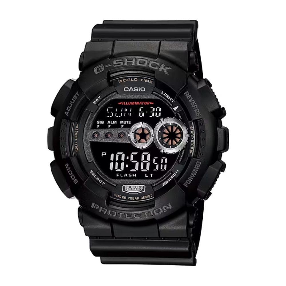 CASIO 卡西歐 G-SHOCK 堅固耐用 高亮度多功能 數位電子錶款 黑 GD-100-1B_51.2mm