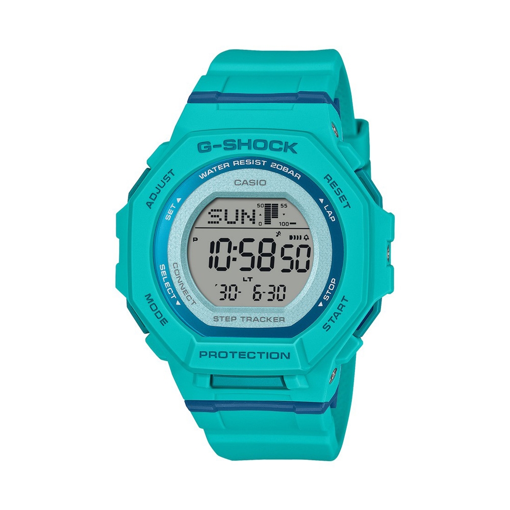CASIO 卡西歐 G-SHOCK 藍牙 跑步訓練 活力時尚 亮藍綠 纖薄舒適 運動系列 GMD-B300SC-2_43.8mm