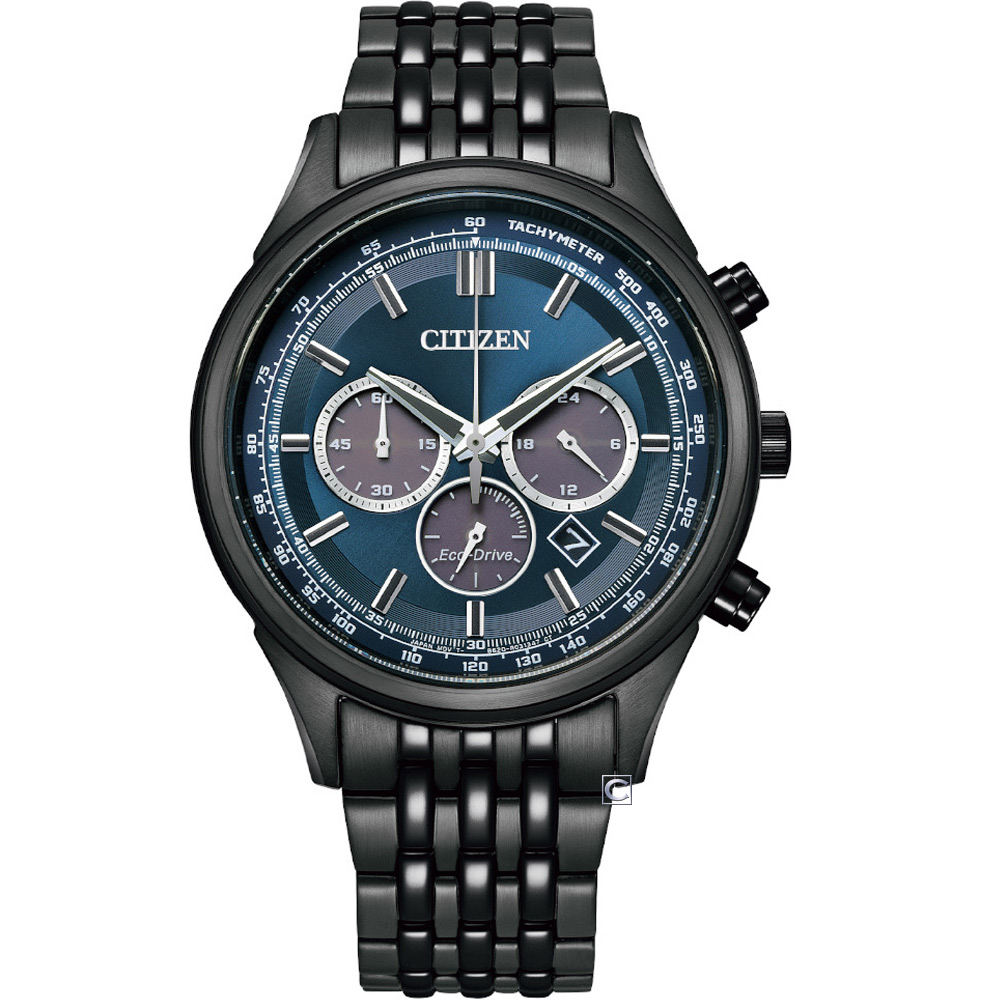 CITIZEN 星辰 Chronograph 光動能計時男錶 手錶-CA4418-82L/黑X藍41.7mm