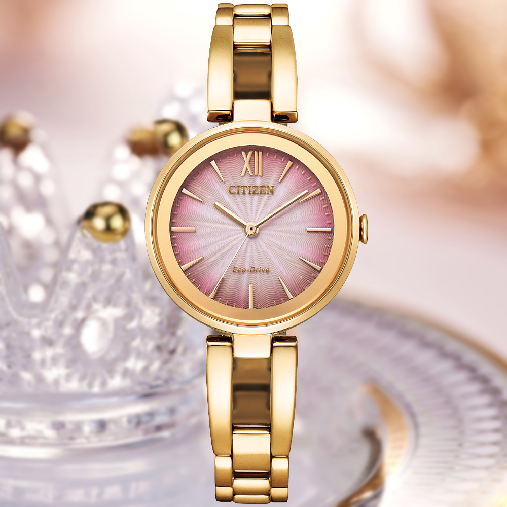 CITIZEN 星辰 LADYS 光動能時尚玫瑰金腕錶 錶 週年慶 雙11 EM0809-83Z