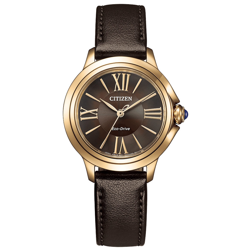 CITIZEN 星辰 L系列咖啡色面盤玫瑰金光動能手錶 EM1163-09X