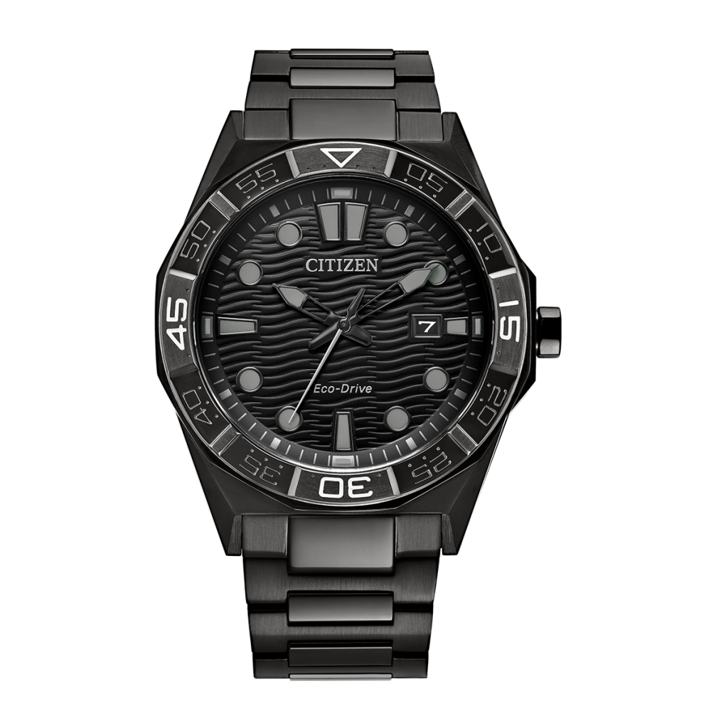 CITIZEN 星辰 GENTS 光動能 黑鋼浪紋錶盤潮手錶AW1855-52E 附提袋(其他規格)