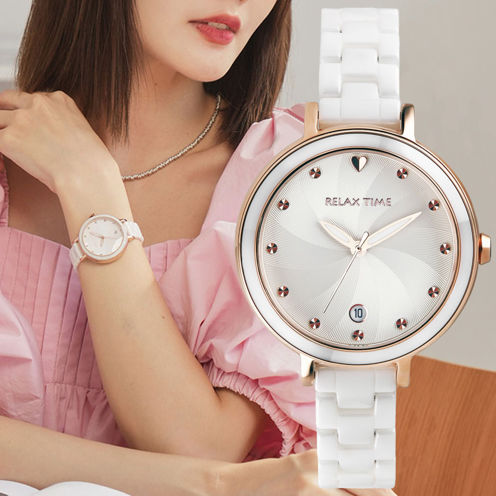 Relax Time 春日花漾系列 陶瓷時尚腕錶-白 錶 手錶 送禮 / RT-98-1