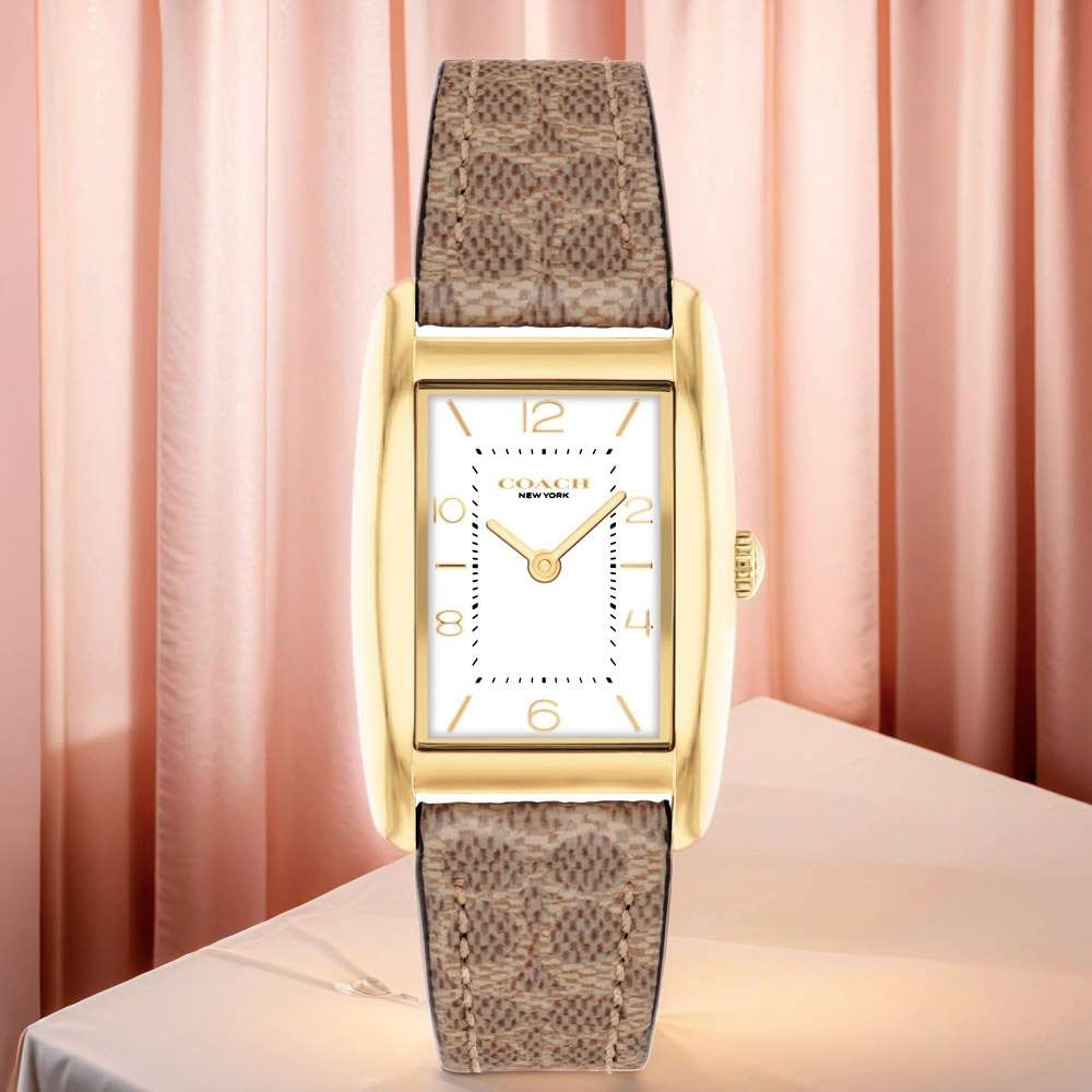 COACH 蔻馳 Reese C字壓花錶帶 長方形女錶-24x35mm CO14504355