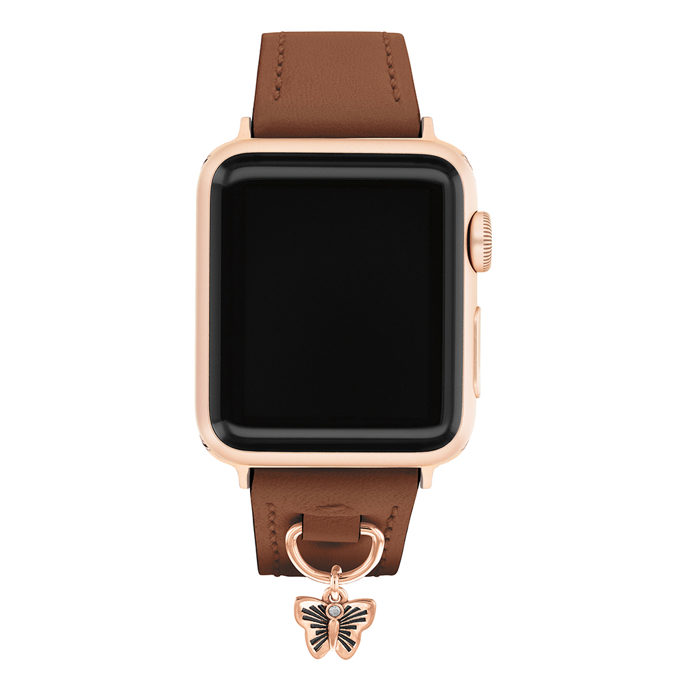 COACH Apple Watch 錶帶 38/40mm 適用 蝴蝶吊飾皮錶帶 - 咖啡色 (不含手錶)