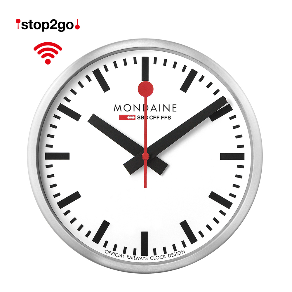 Mondaine 瑞士國鐵 Stop2go WiFi智能鐘/25cm 靜音鐘 自動對時 (CLOCK25S11)