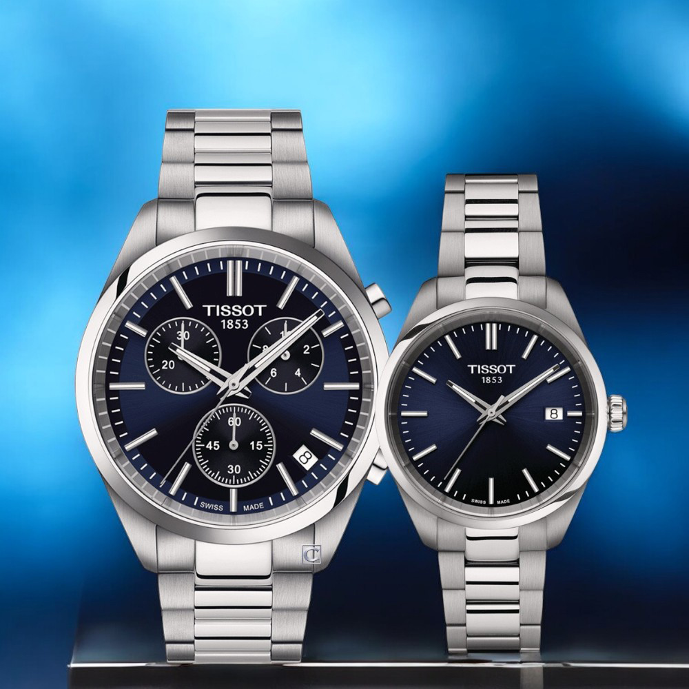 TISSOT 天梭 官方授權 PR 100 經典時尚對錶 手錶-T1504171104100+T1502101104100