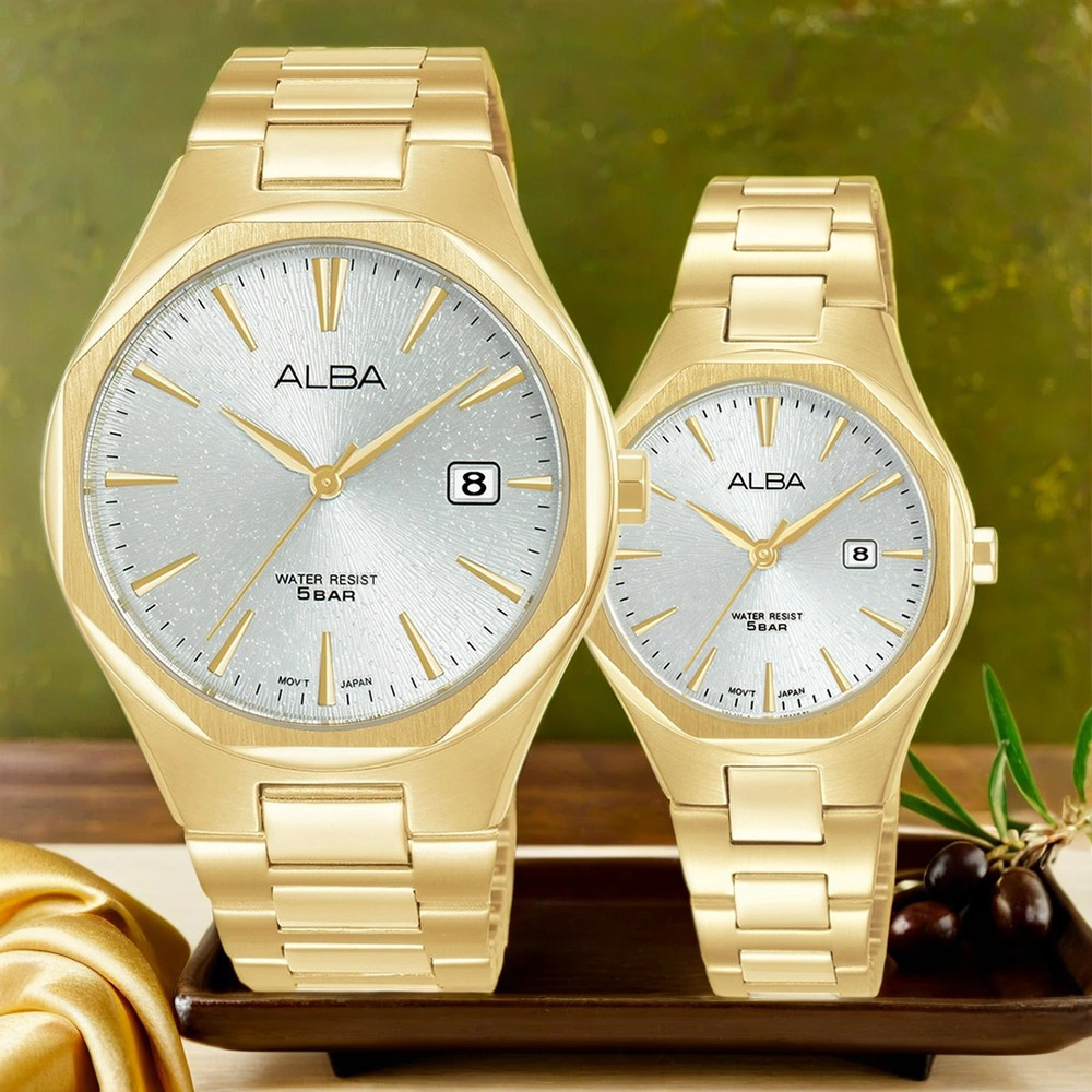 ALBA 雅柏 PRESTIGE 八角時尚對錶-40+30mm VJ42-X370G+VJ22-X431G(AS9U48X1+AH7DN2X1)