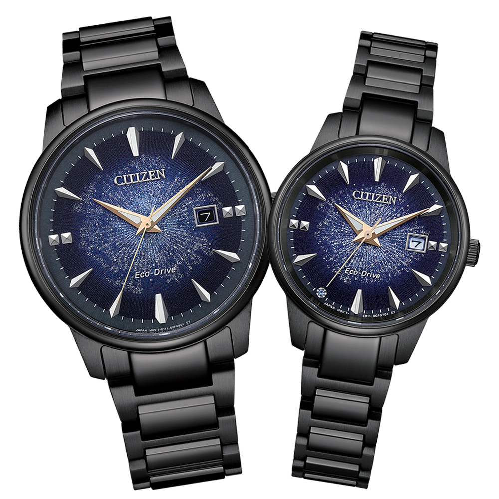 CITIZEN 星辰 PAIR系列 銀河宙光 光動能時尚對錶 錶 週年慶 雙11 (BM7595-89M+EW2595-81M)
