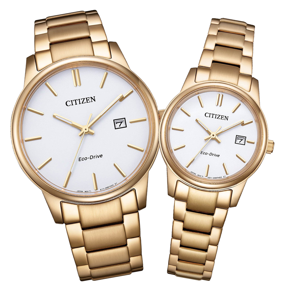 CITIZEN 星辰 PAIR 光動能時尚對錶 錶 週年慶 雙11 (BM6973-97A+EW2313-93A)