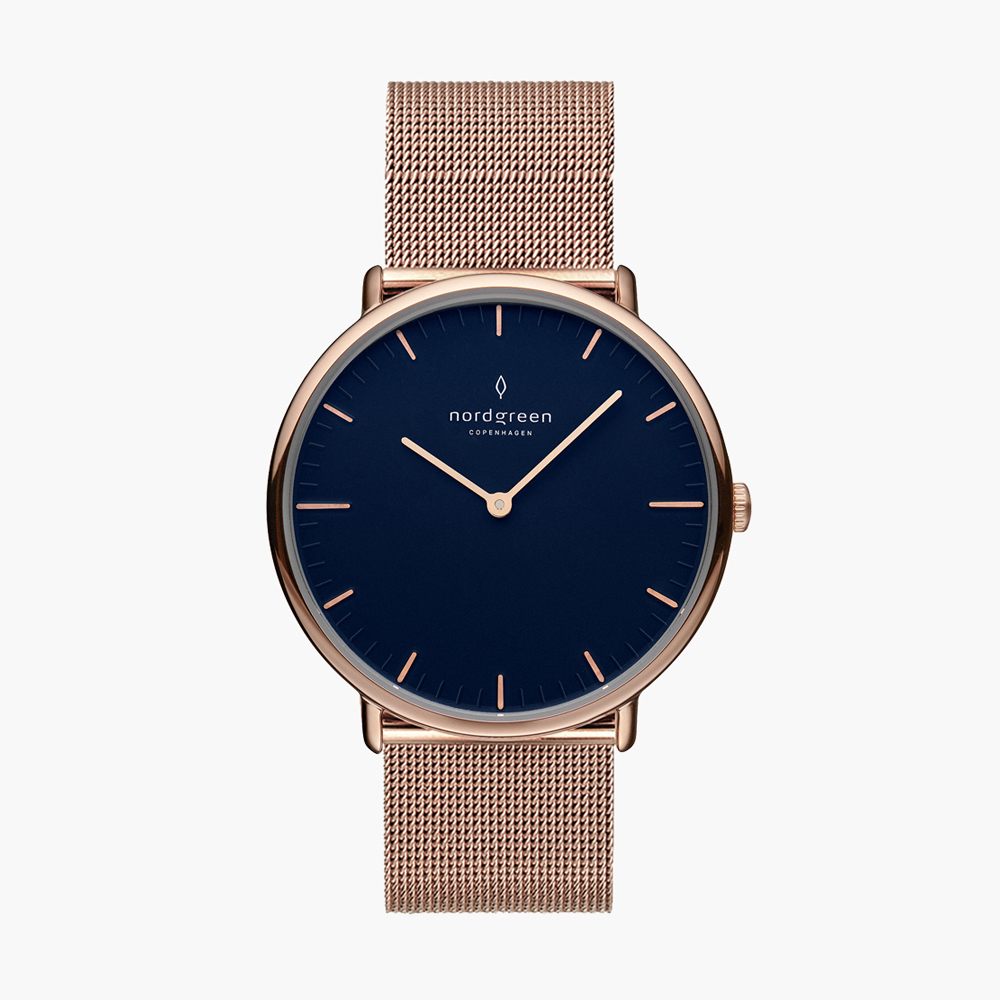 Nordgreen Native本真 藍面玫瑰金米蘭帶腕錶36mm(NR36RGMERONA)