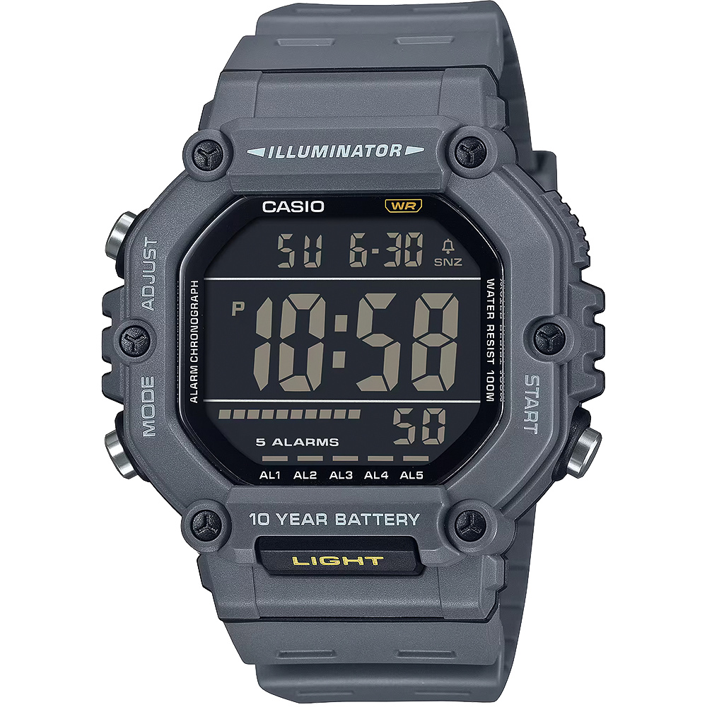 CASIO 卡西歐LCD大屏幕顯示10年電力手錶-黑/加長型錶帶AE-1600HX-1B