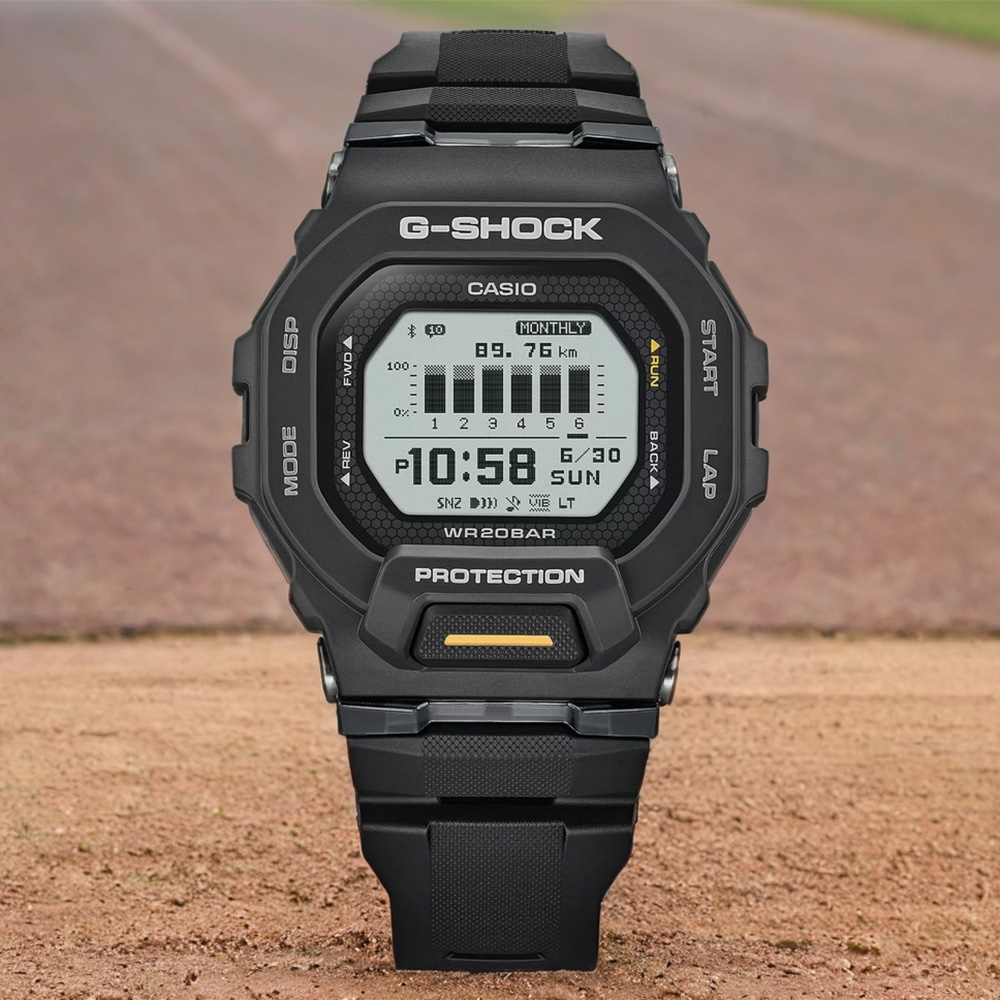 CASIO 卡西歐 G-SHOCK 跑步運動訓練 MIP LCD 藍芽電子錶 手錶 GBD-200-1A1