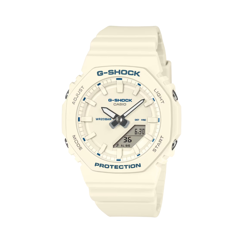 CASIO 卡西歐 G-SHOCK 小巧俐落 極簡設計 色彩點綴 牙白 GMA-P2100BA-7A_40.2mm