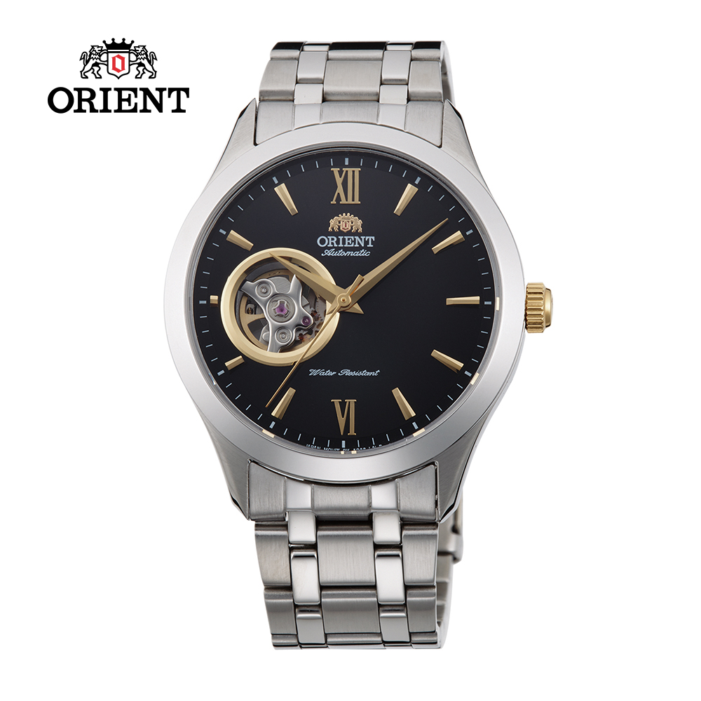ORIENT 東方 錶 SEMI-SKELETON系列 藍寶石鏤空機械錶 鋼帶款 TAG03002B 黑色-38.5mm