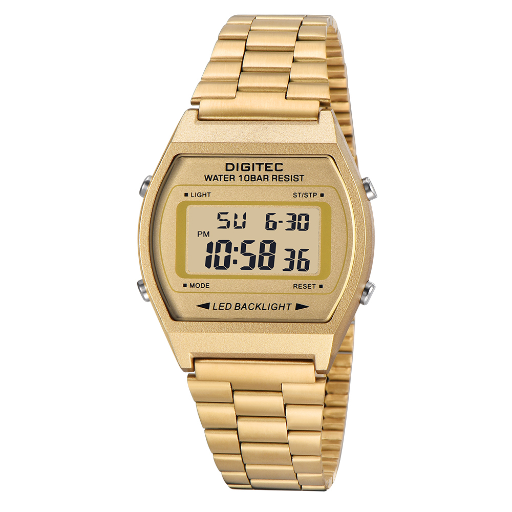 DIGITEC 數碼科技 MDG-6060R 經典復古時尚電子運動鐵腕男女錶 金-4