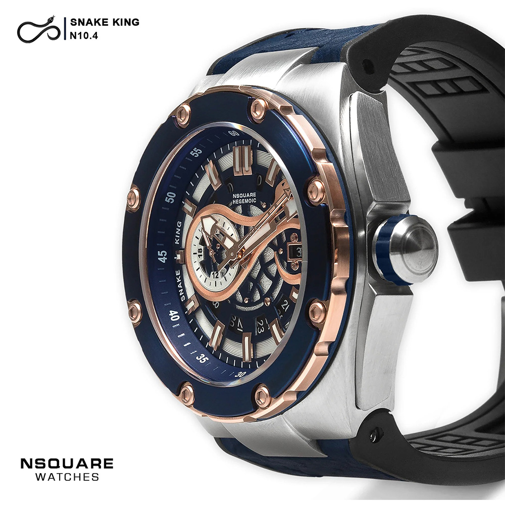 【NSQUARE】【愛時】SNAKE KING蛇皇系列 紺青色 時尚帥氣吸睛蛇紋46mm 星辰機芯自動機械錶 N10.4