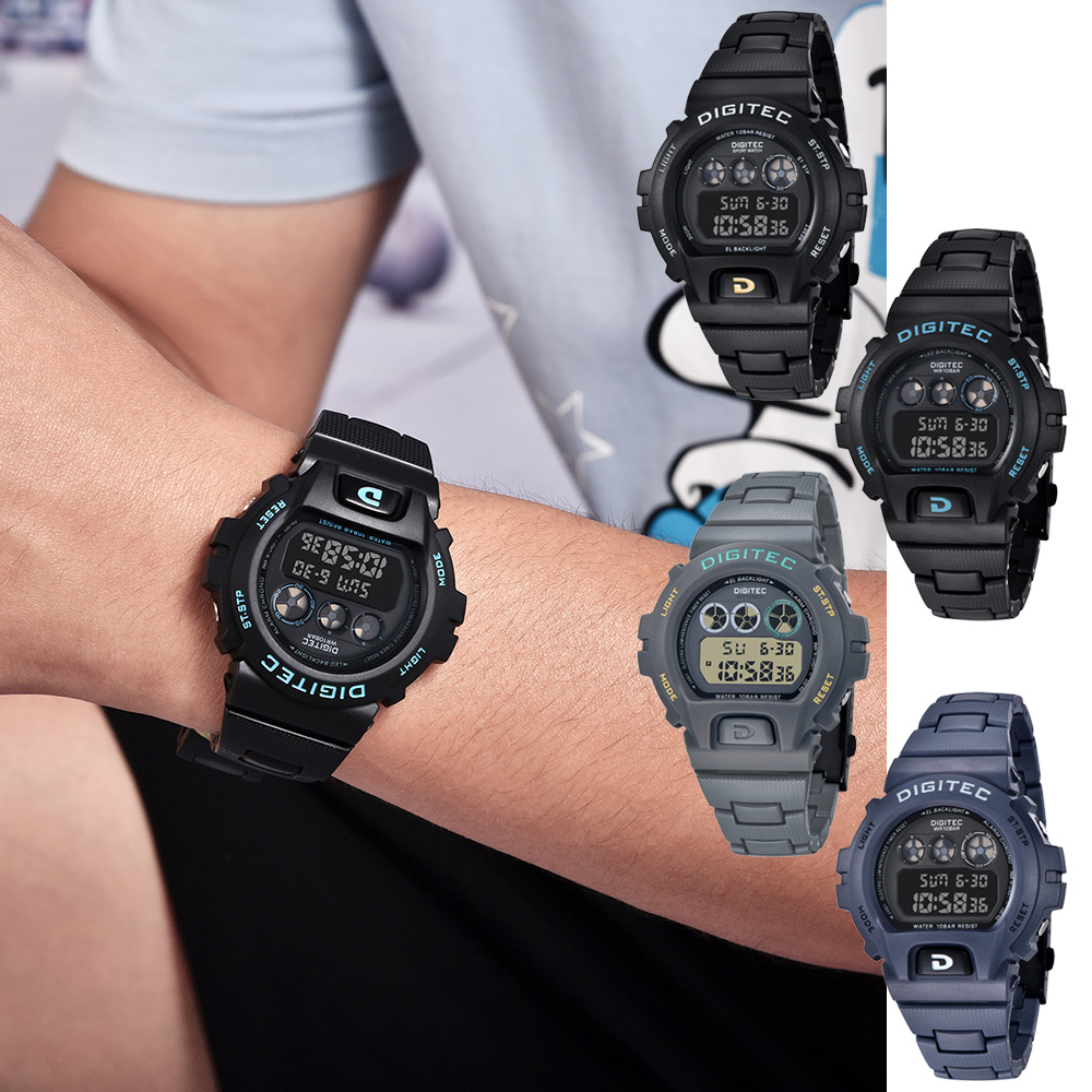 DIGITEC 數碼科技 DG-5198 時尚 運動風 個性 日期星期顯示 鬧鈴 LED背光 電子錶