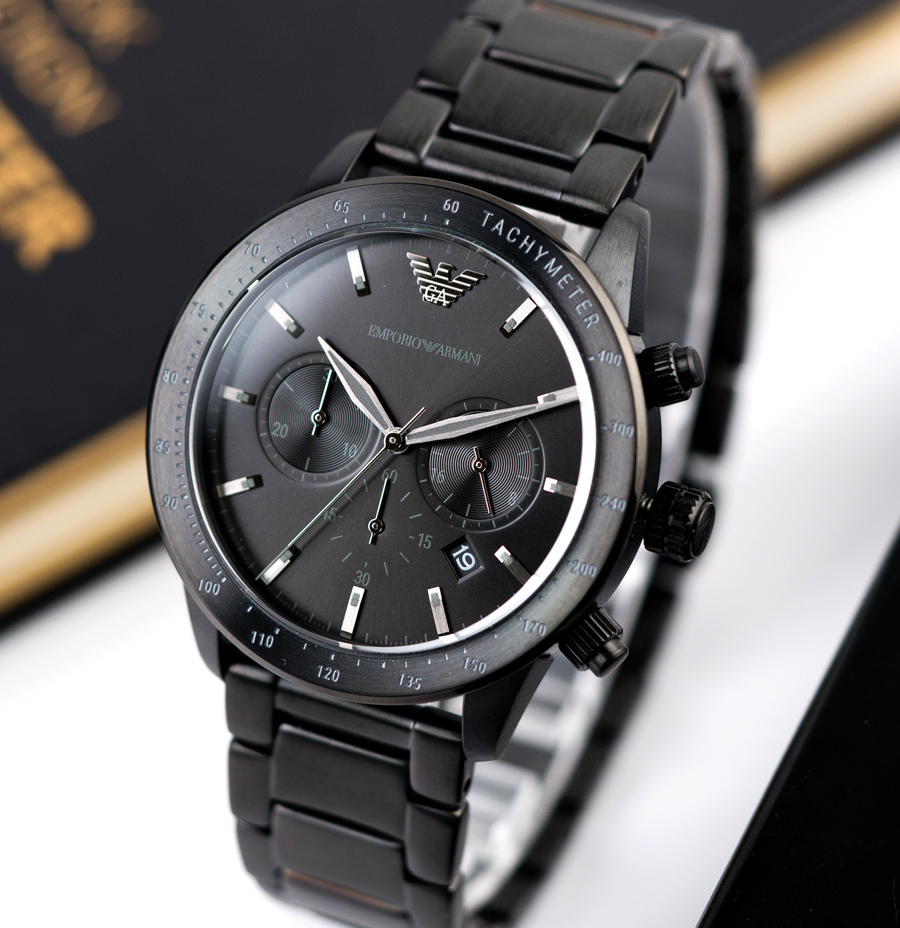 ARMANI】亞曼尼公司貨鐵黑騎士時尚不鏽鋼腕錶/黑(AR11242) - PChome
