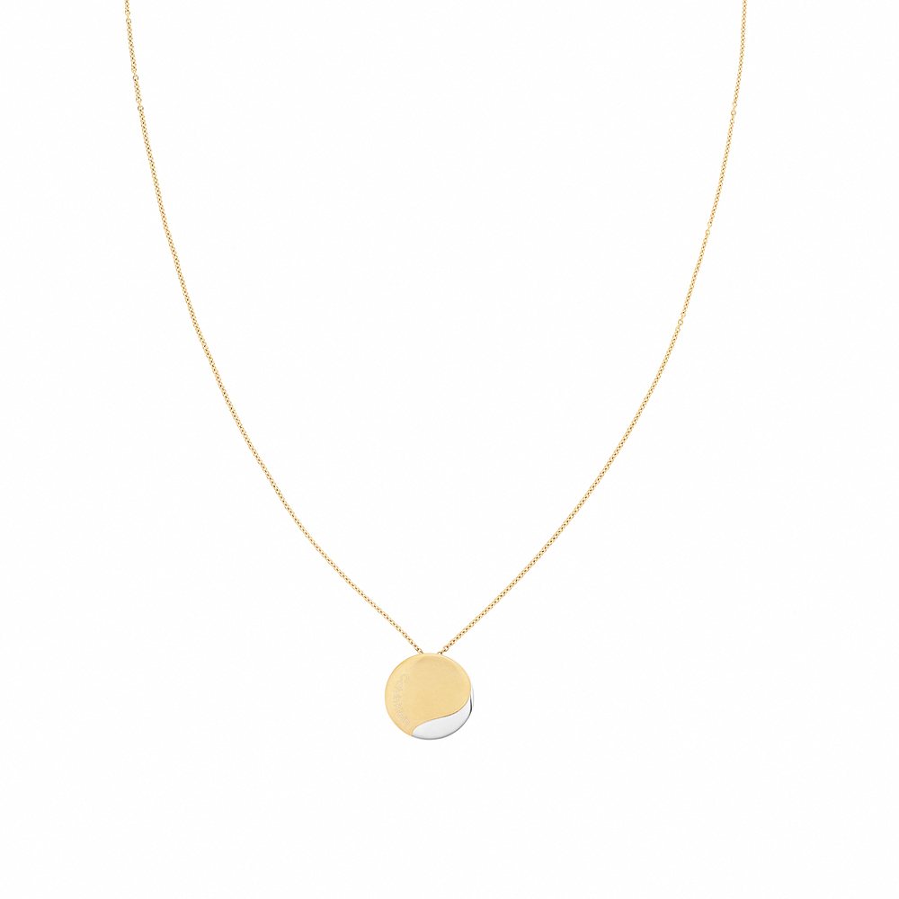 Calvin Klein CK Minmal Circular 圓雙色墜項鍊-金x銀 35000149