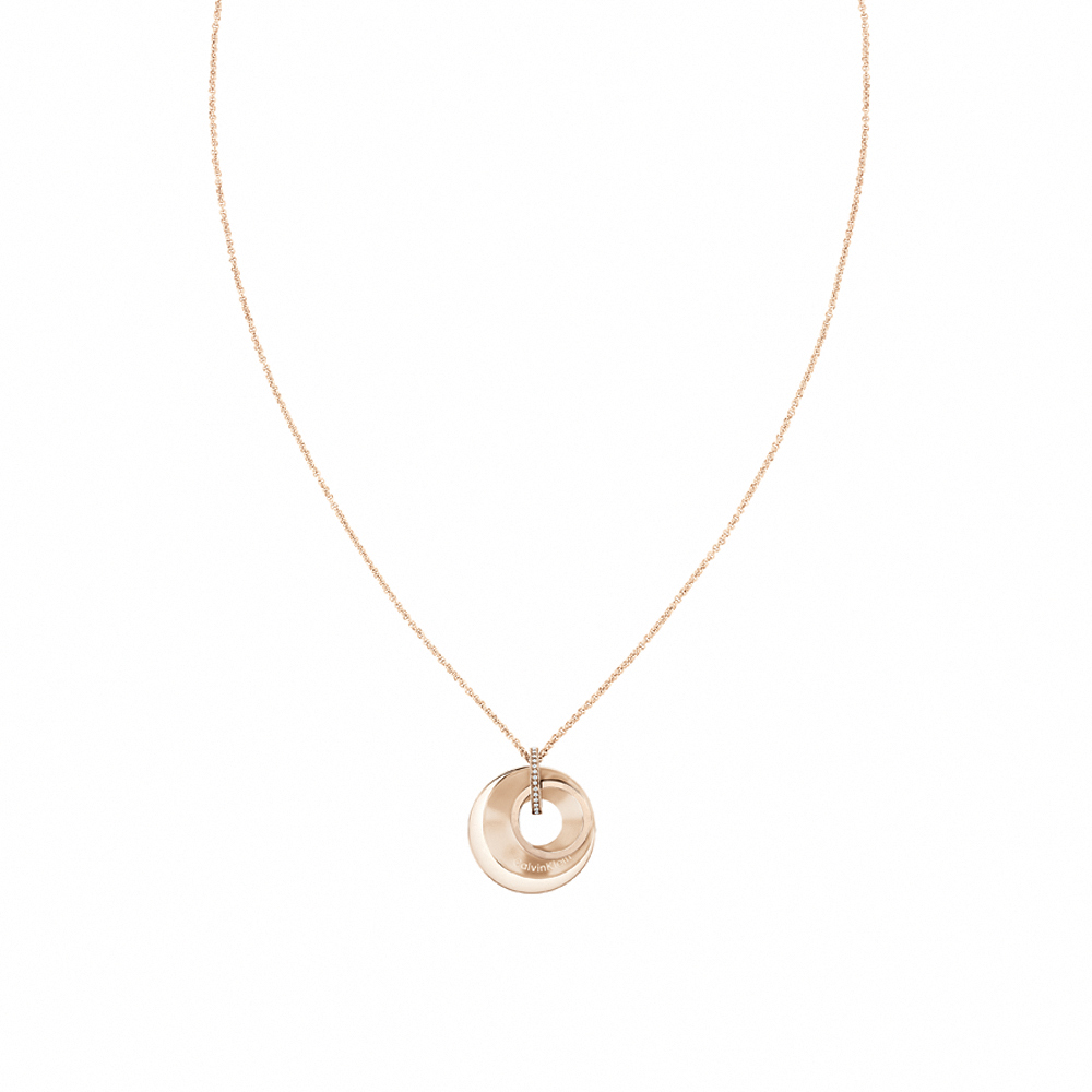 Calvin Klein CK Playful Circular Shimmer 雙圓墜項鍊-玫瑰金 35000158