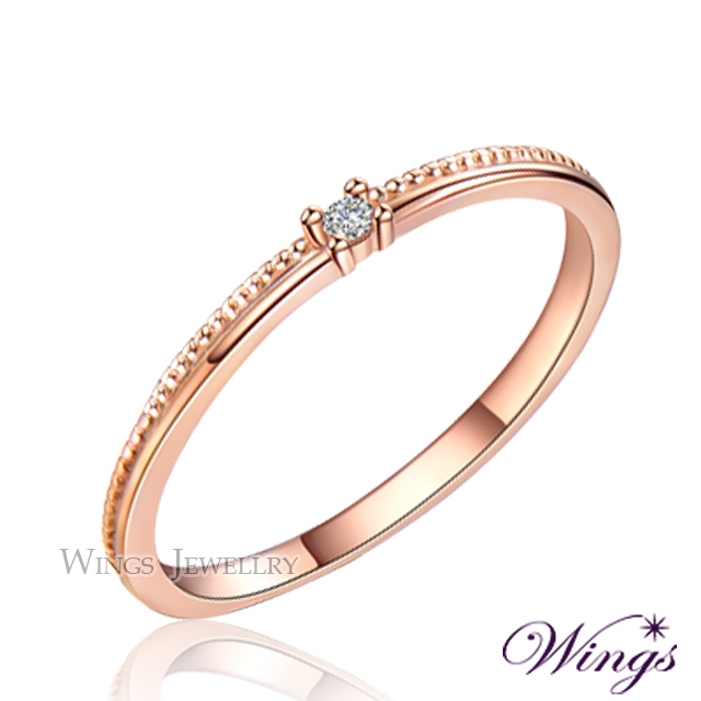 Wings 星河 纖細美麗的優雅 精鍍玫瑰金戒指 尾戒