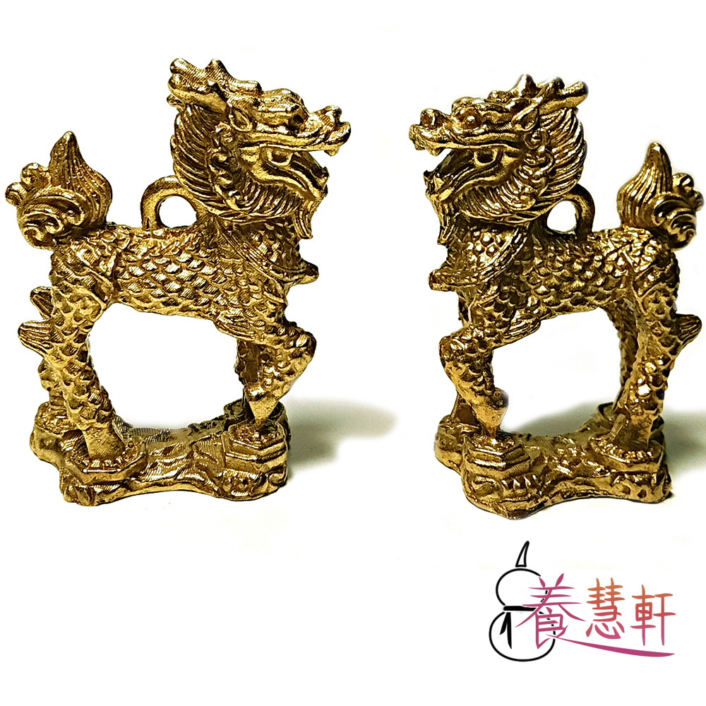 養慧軒銅鎏金麒麟踩八卦擺飾(一對) - PChome 24h購物