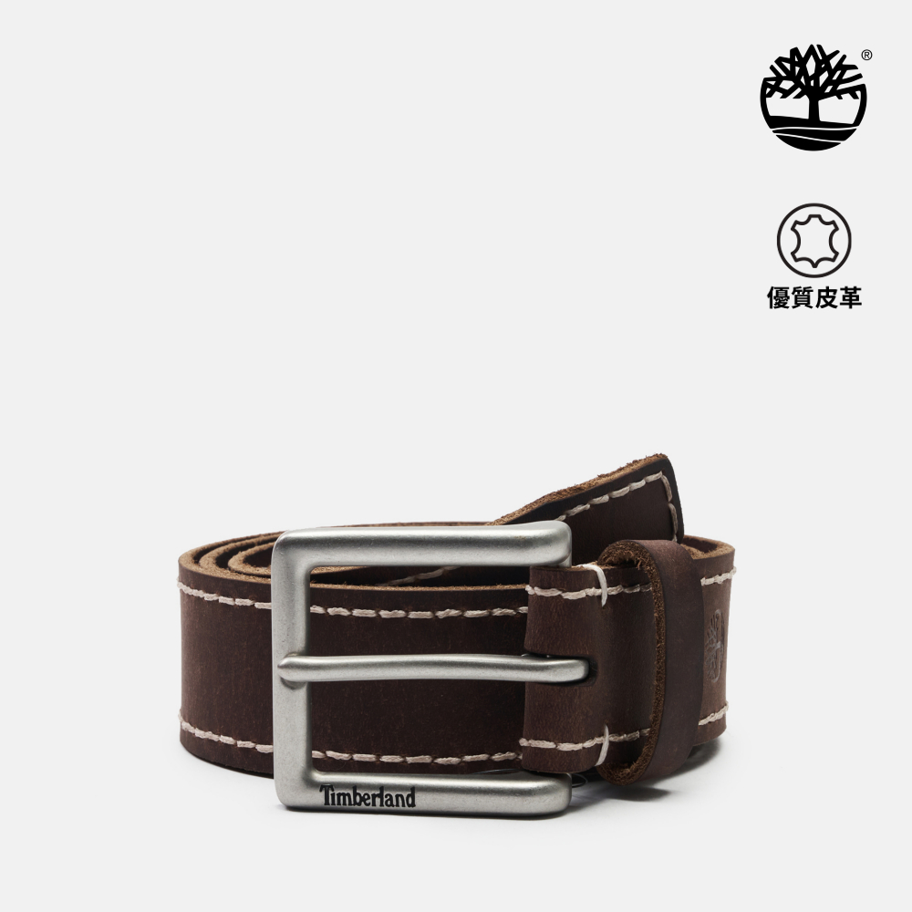 Timberland 中性棕色手工縫製牛皮皮帶｜A5QAN214