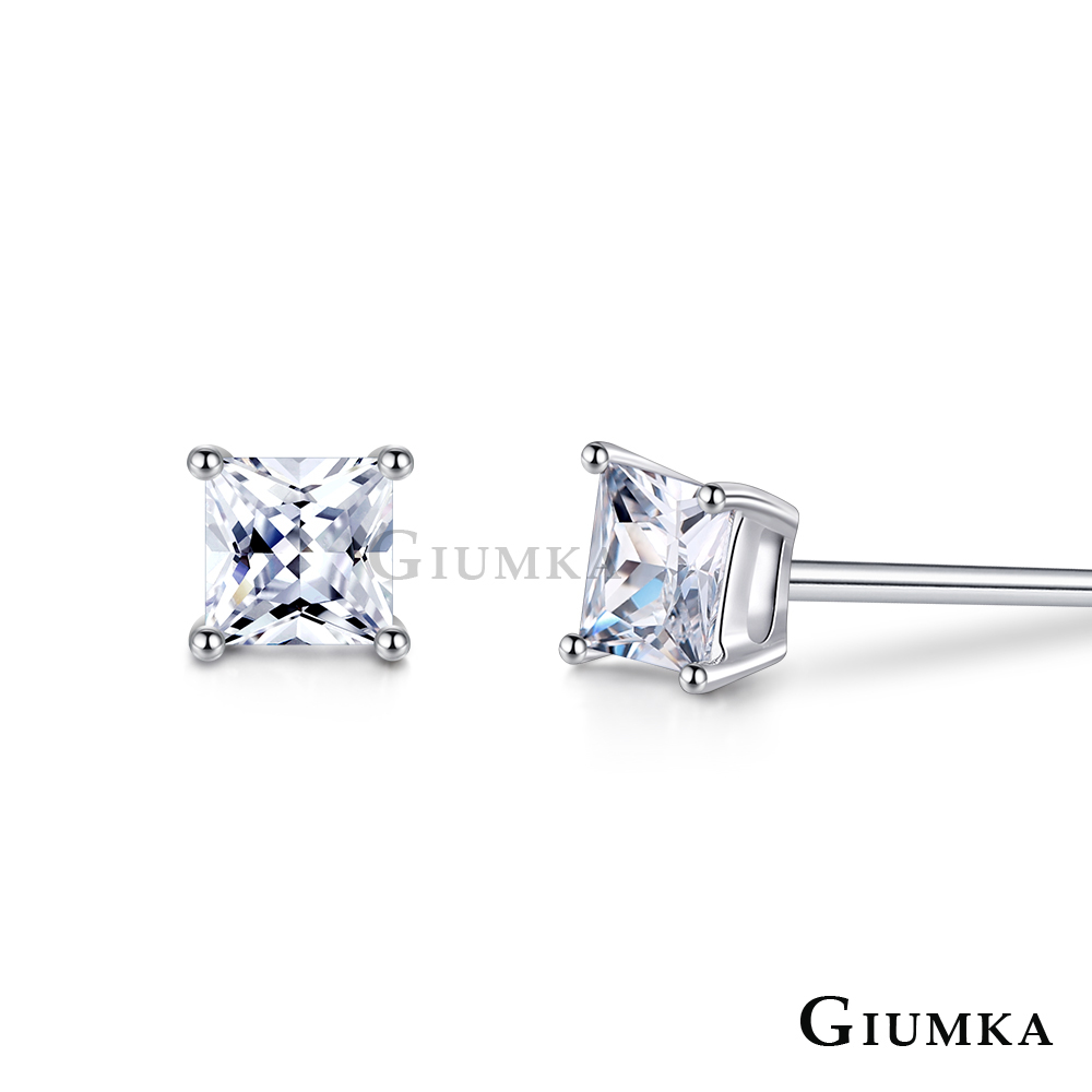 GIUMKA 925純銀耳環-耳釘-白色方鑽4MM