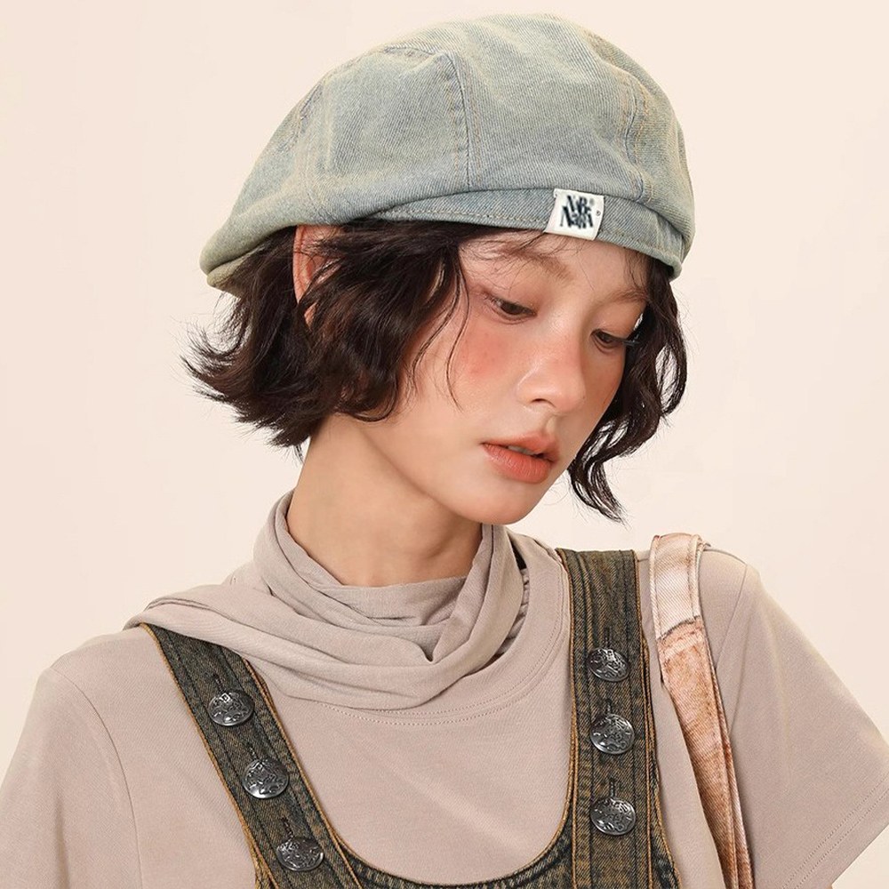 LEEHER 畫家帽 前進帽 大頭圍 復古牛仔 帽子女 貝雷帽 水洗做舊 115