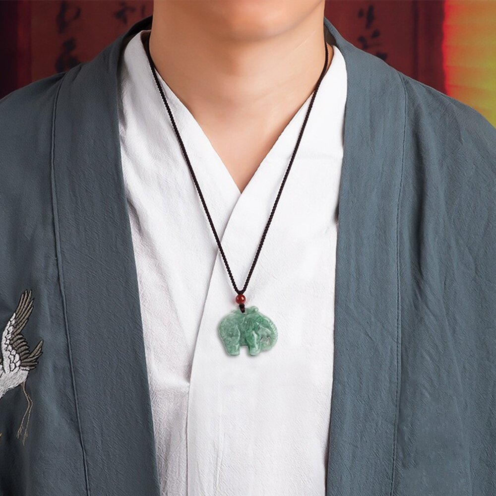 MoonDy 項鍊 翡翠項鍊 小象墜飾項鍊 玉石項鍊 吊墜項鍊 飾品 玉項鍊 吉祥物 609