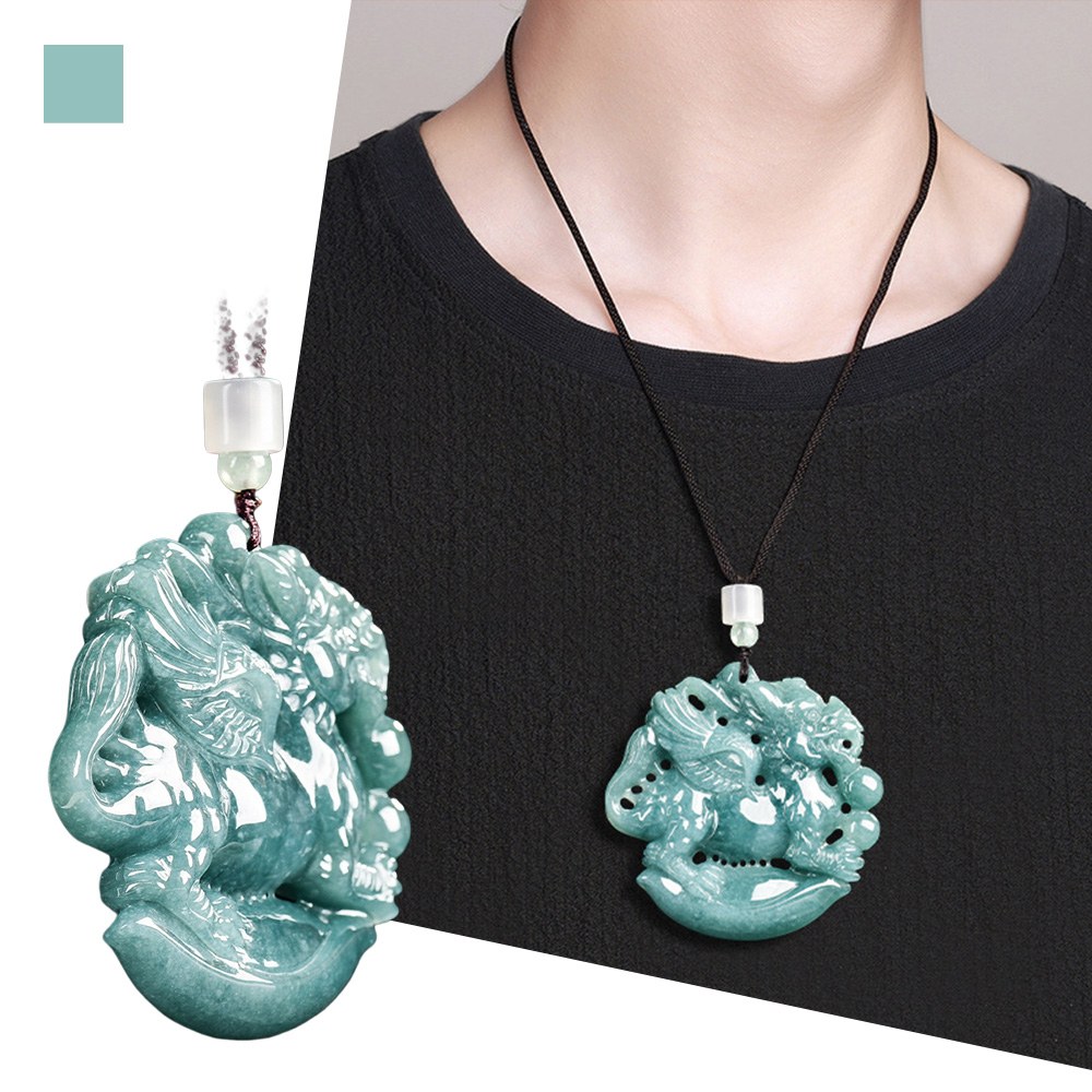 MoonDy 飾品 藍水翡翠項鍊 玉石掛件 送長輩 翡翠吊墜 掛件 玉佩項鍊 826