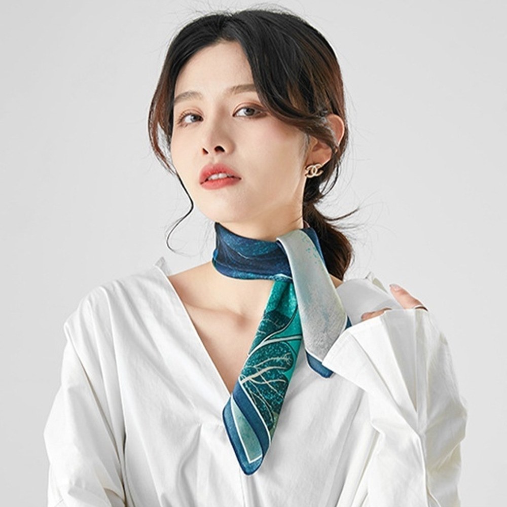 LEEHER 絲巾 領巾 方巾 頭巾 蠶絲巾 老錢風 女絲巾 圍巾 真絲絲巾 001