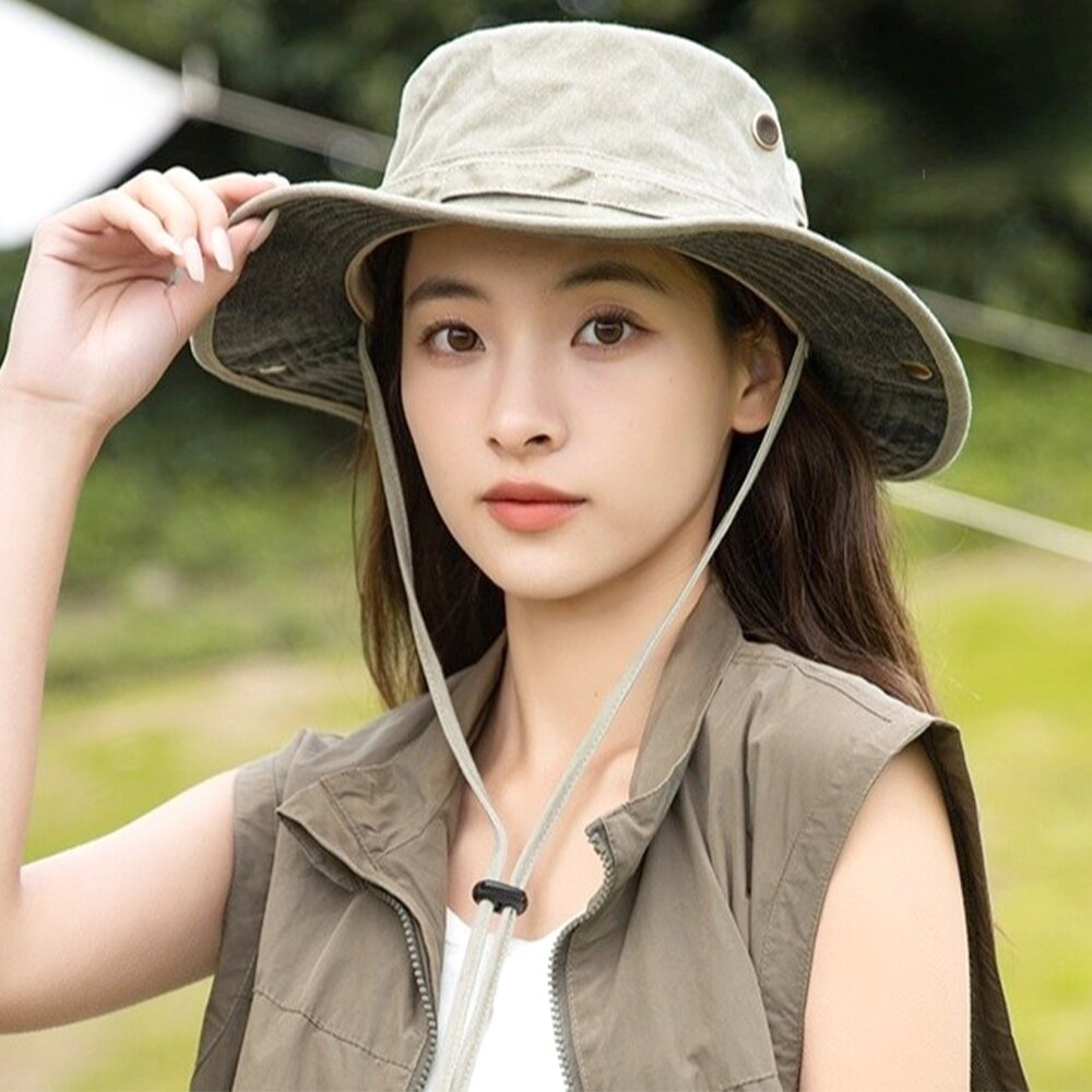 MoonDy 帽子 工裝帽 漁夫帽 露營帽 登山帽 防曬帽 戶外帽 釣魚帽 西部牛仔帽 防紫外線 大帽檐帽子 090