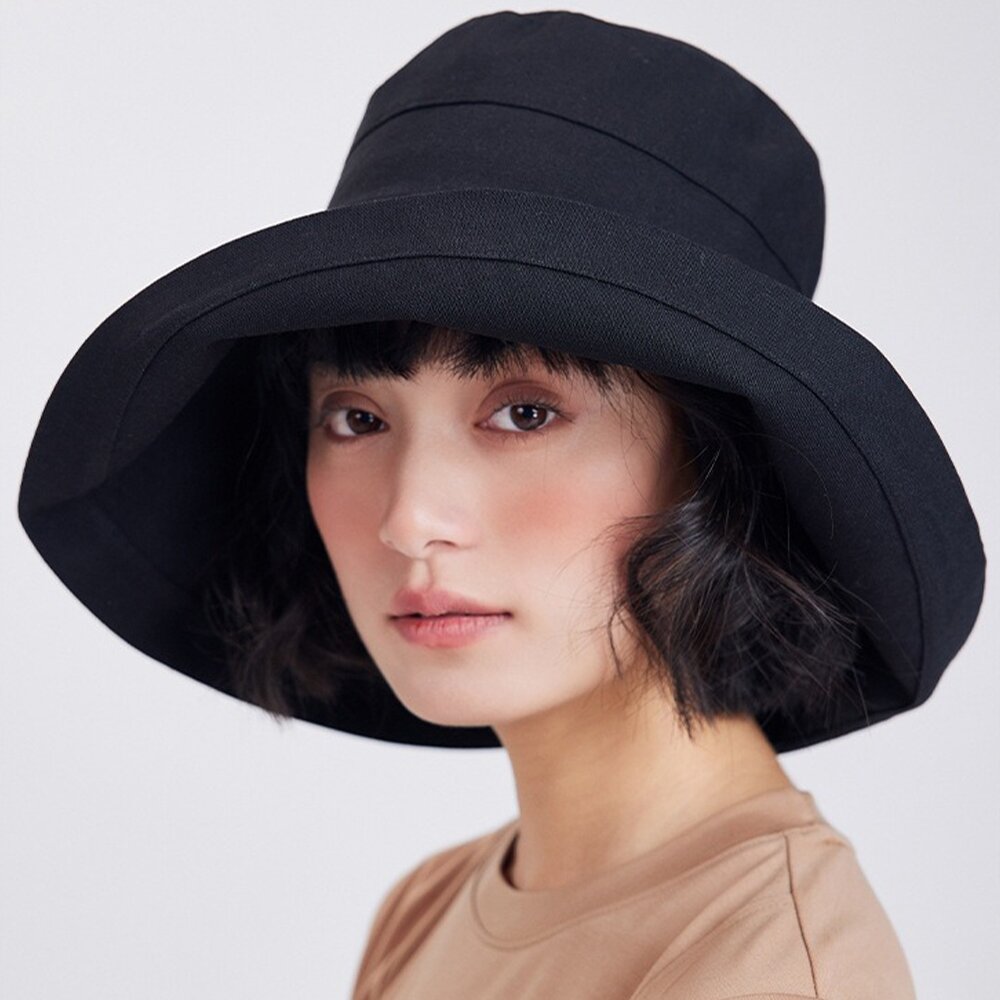 MoonDy 漁夫帽 大帽簷 帽子女 棉麻帽 日系風 可折疊 防曬帽 遮陽帽 女生漁夫帽 圓帽 大頭圍 099