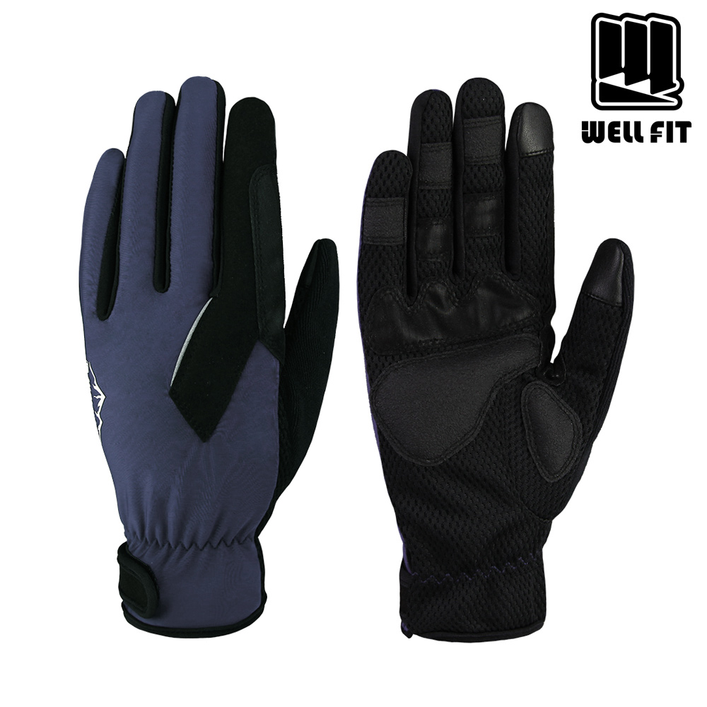 WELL FIT 威飛客 可觸控反光減震耐磨登山手套 OUTDOOR PRO|海洋藍 XS-XL (UPF15+ 登山健行 止滑 耐磨手套)