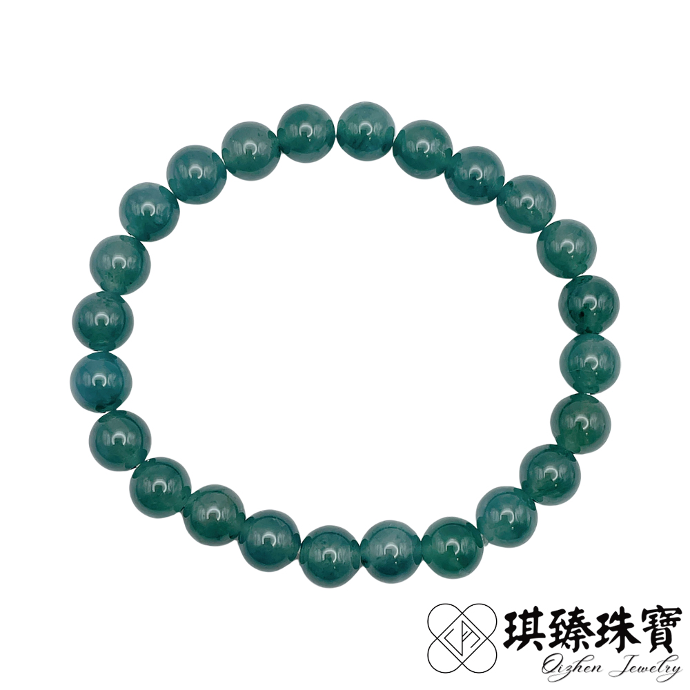 琪臻珠寶 天然A貨翡翠糯冰種藍水圓珠手珠手串(7.5-8mm偏深色_開運招財_翡翠玉石_隨機出貨)