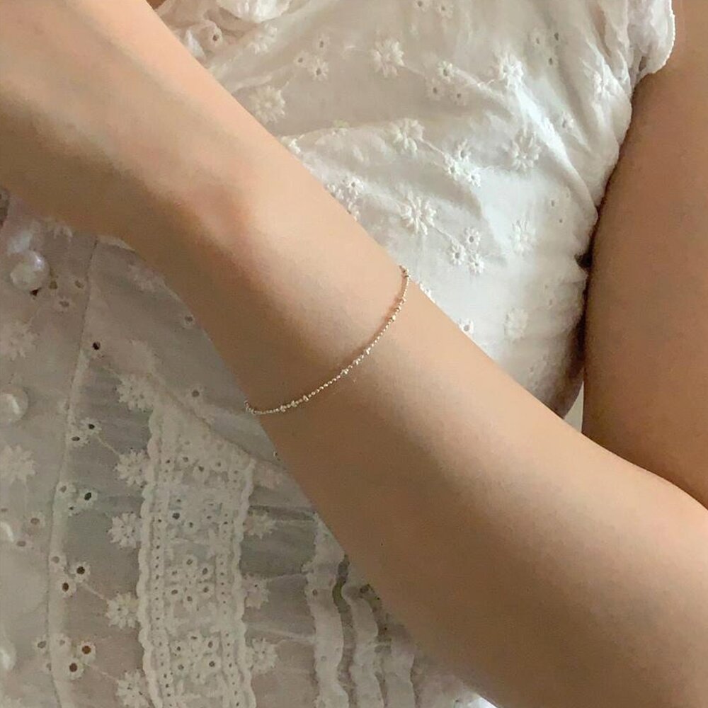 MoonDy 手鍊 雙層手鍊 手鍊女 手飾 925純銀 通體純銀 飾品 簡約 韓國飾品 純銀手環 閨蜜手鍊 321