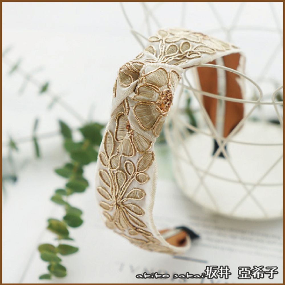 Akiko 『坂井亞希子』華貴宮廷風描金刺繡髮箍（其他規格）