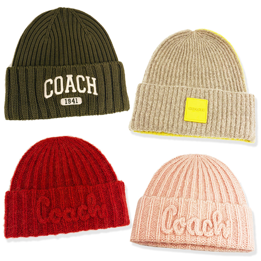 COACH 蔻馳 經典LOGO混羊毛/羊毛保暖毛帽(多款選一)