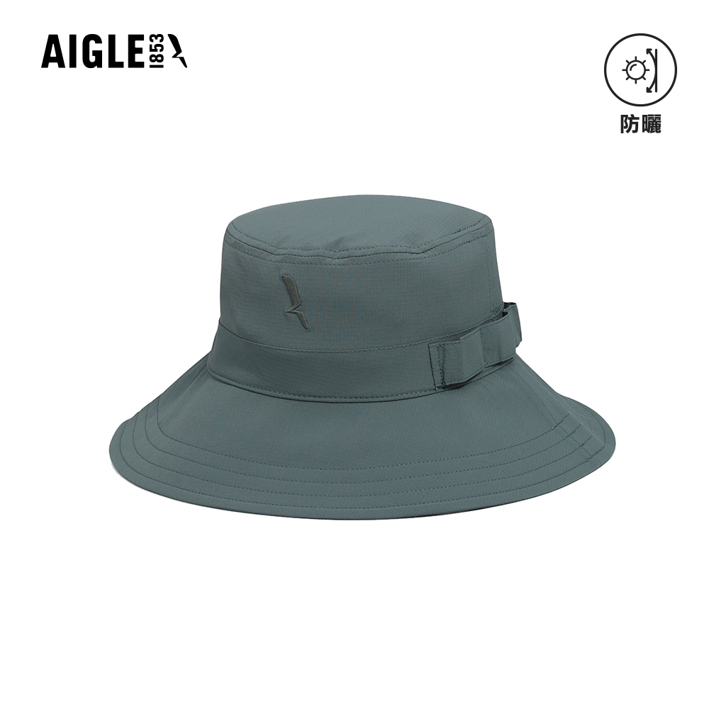 AIGLE 抗UV遮陽帽|AG-FBH16A117 灰綠(抗UV 防曬帽 帽子 圓盤帽 遮陽帽 易收納)