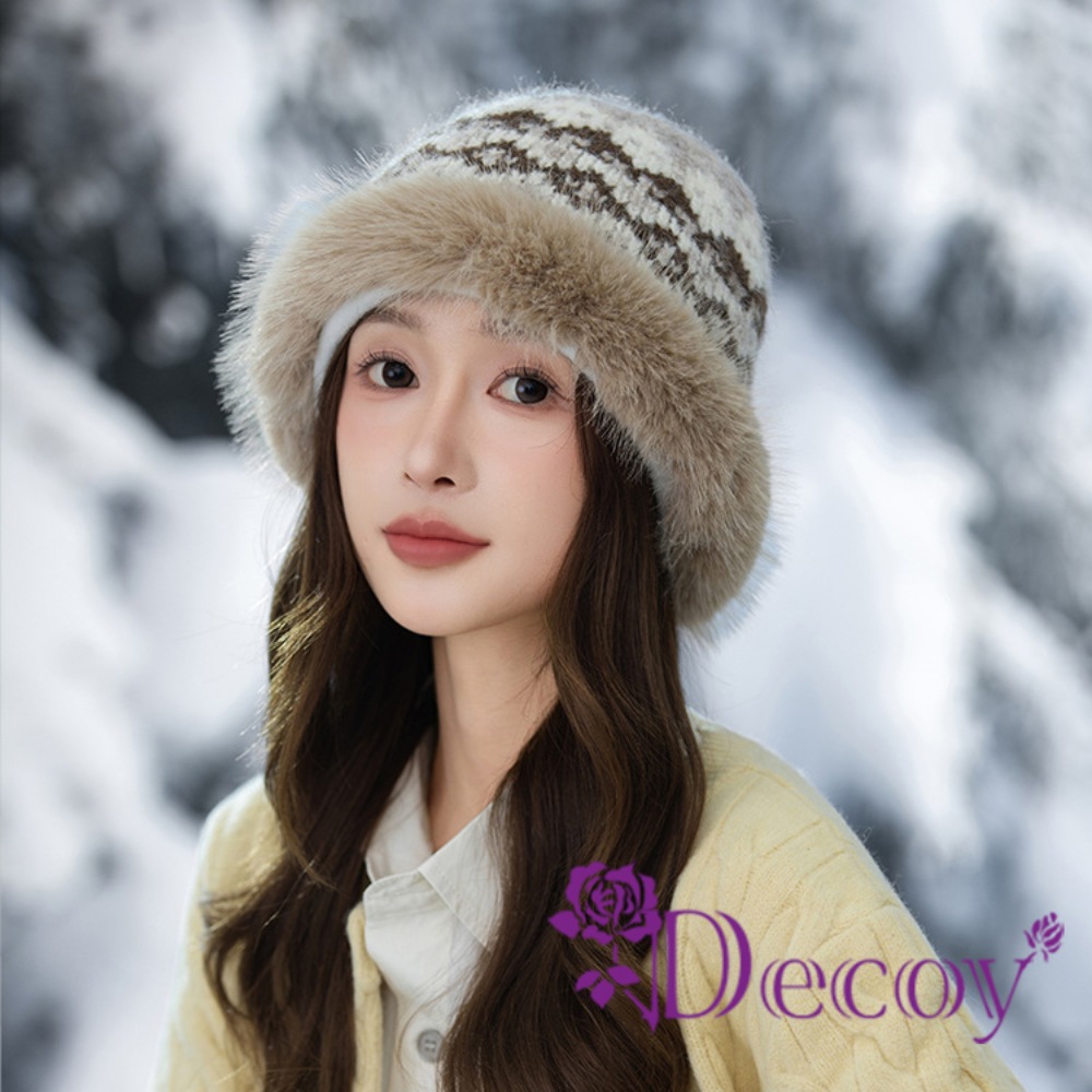 Decoy 費爾島風 加厚毛絨保暖復古毛帽/米