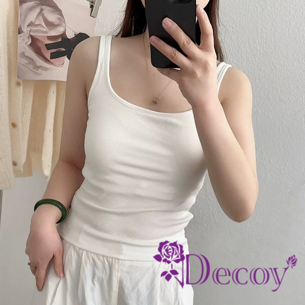 Decoy 美背內搭 一體帶胸墊吊帶無痕背心/白色