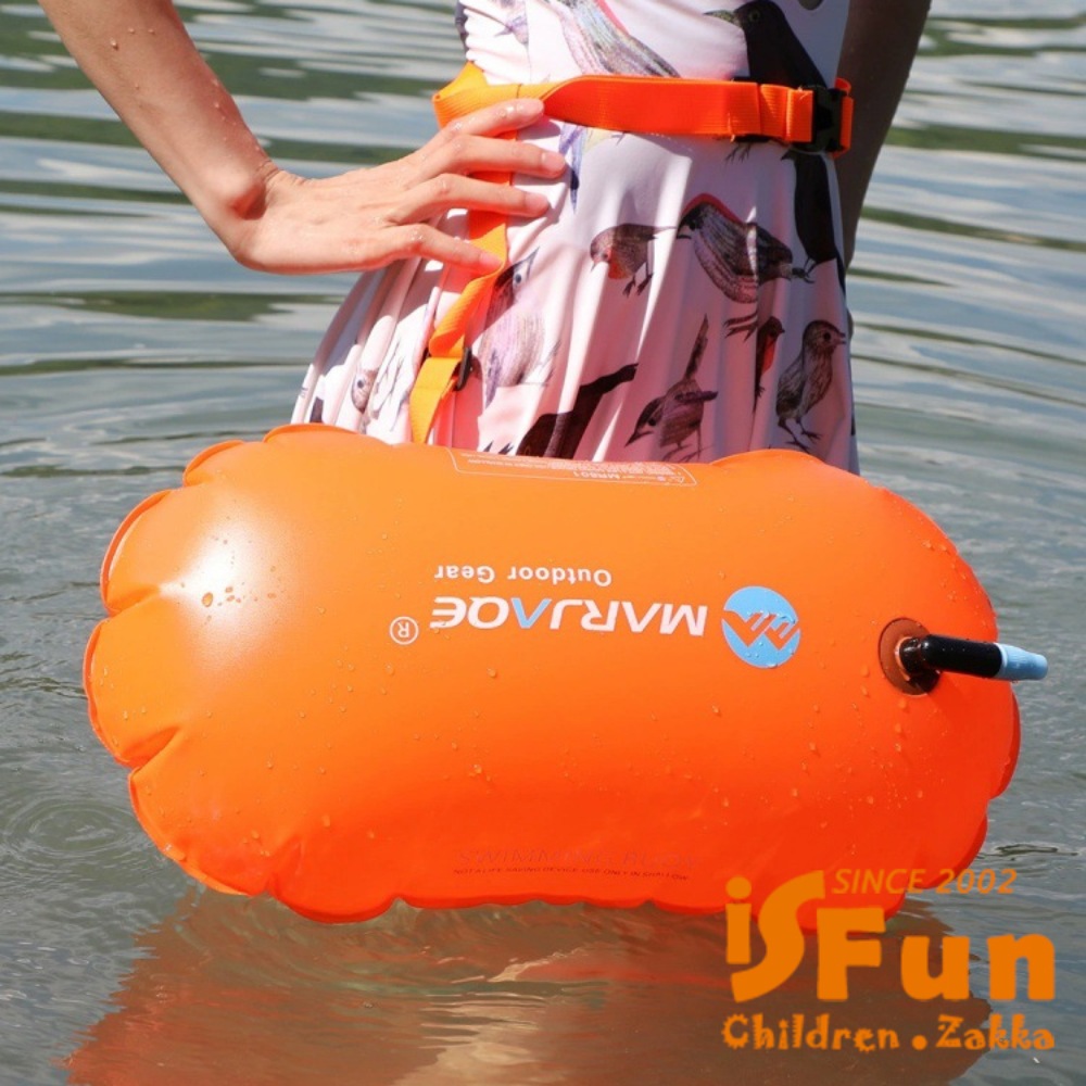 iSFun 防溺水 加厚單氣囊繫腰游泳浮標/顏色可選