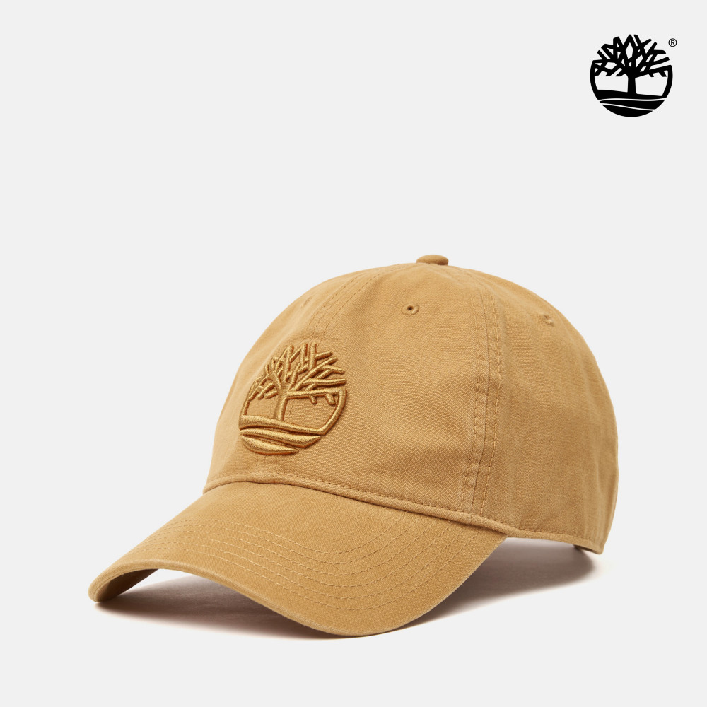 Timberland 中性小麥色刺繡LOGO棒球帽｜A66BA231